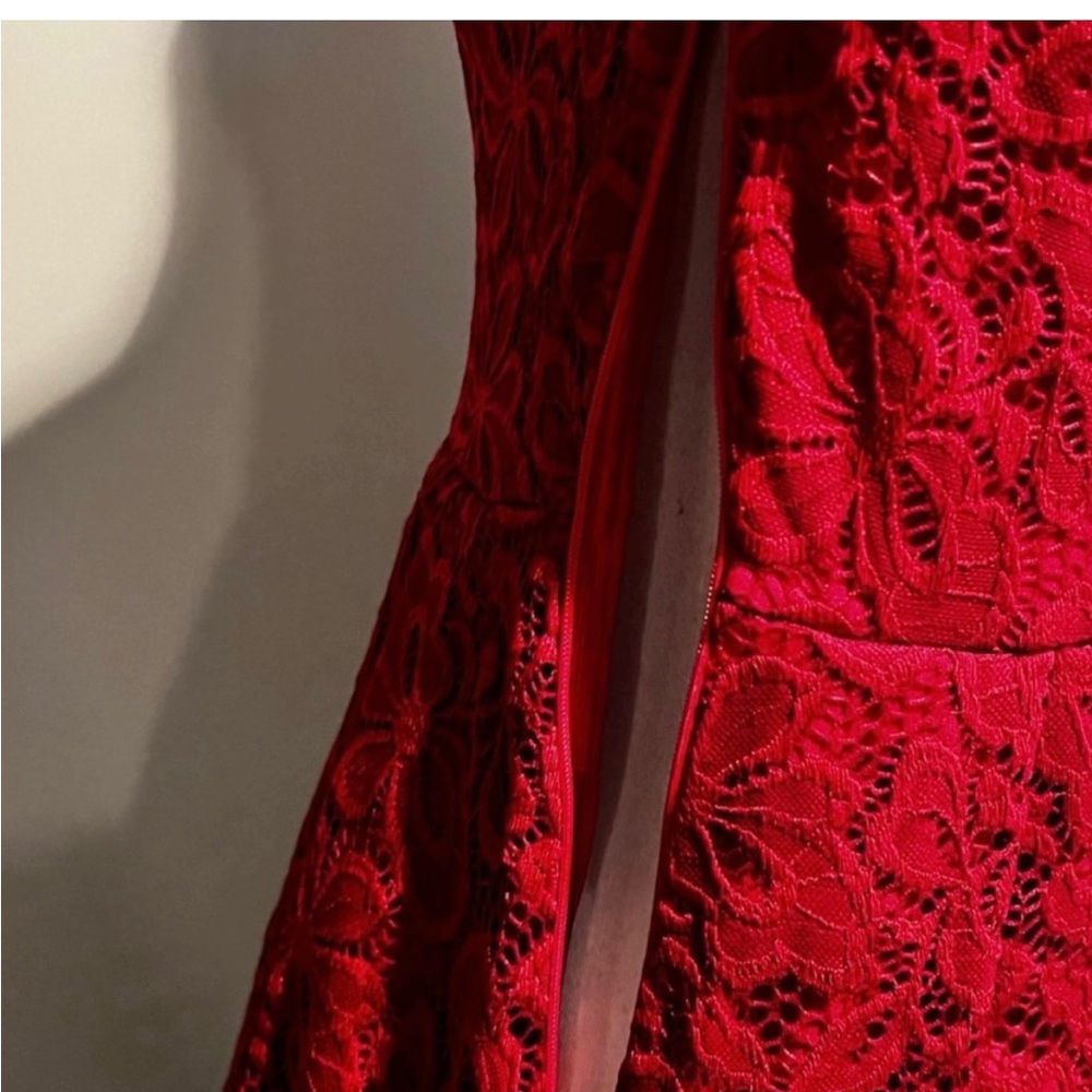 Miusol red Lace Long Sleeve Dress size extra small ism - Picture 5 of 10